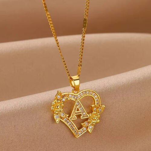 Letters Diamond Pendant Necklace