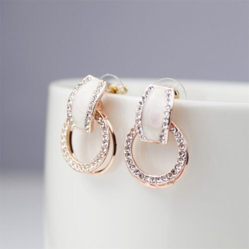 Diamond Round Ring Earrings