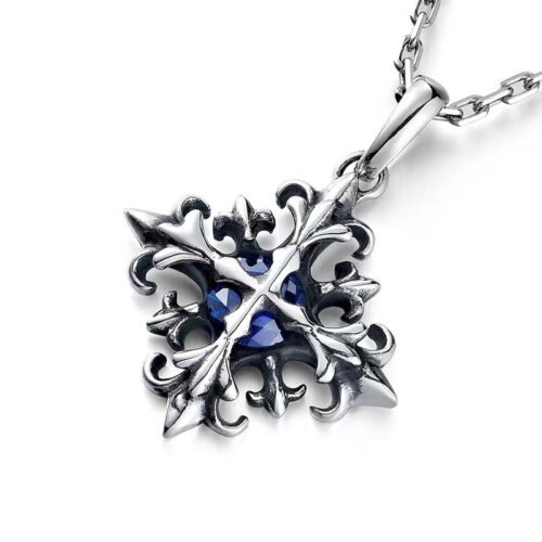 Silver Cross Flower Pendant