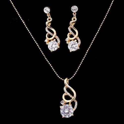 Two-Piece Zircon Crystal Pendant & Earrings Set